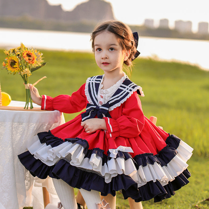 Baby Kid Girls Striped Bow Lace Birthday Party Dresses Princess Dresses Wholesale 211115704