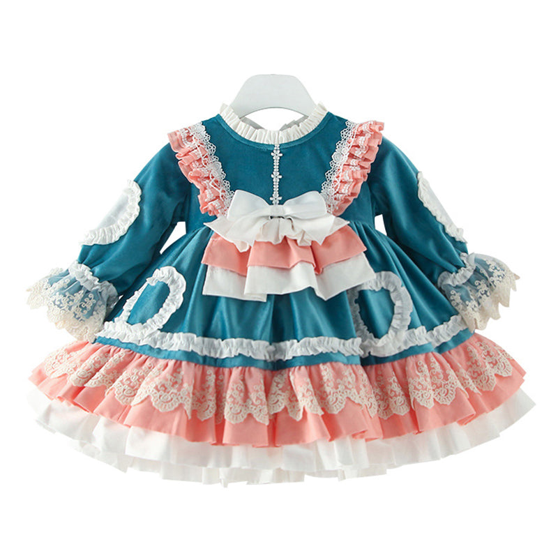 Baby Kid Girls Bow Lace Embroidered Birthday Party Dresses Princess Dresses Wholesale 211115705