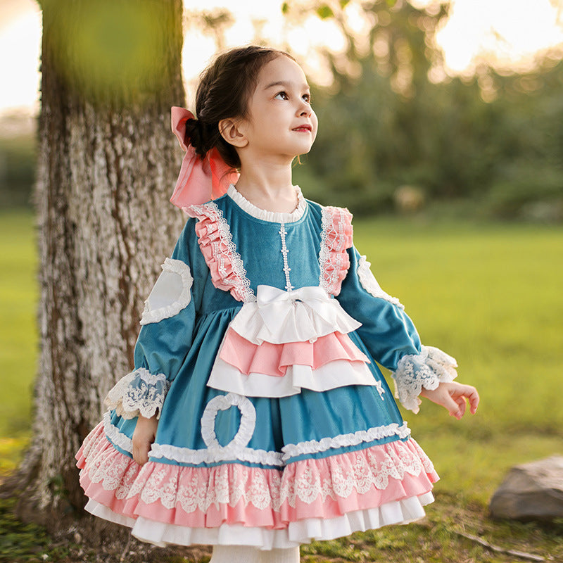 Baby Kid Girls Bow Lace Embroidered Birthday Party Dresses Princess Dresses Wholesale 211115705