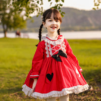 Load image into Gallery viewer, Baby Kid Girls Love heart Bow Lace Embroidered Birthday Party Dresses Princess Dresses Wholesale 211115706
