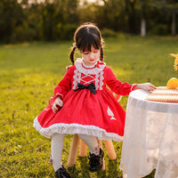 Load image into Gallery viewer, Baby Kid Girls Love heart Bow Lace Embroidered Birthday Party Dresses Princess Dresses Wholesale 211115706
