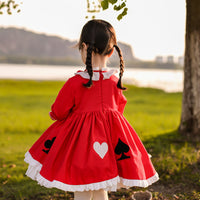 Load image into Gallery viewer, Baby Kid Girls Love heart Bow Lace Embroidered Birthday Party Dresses Princess Dresses Wholesale 211115706
