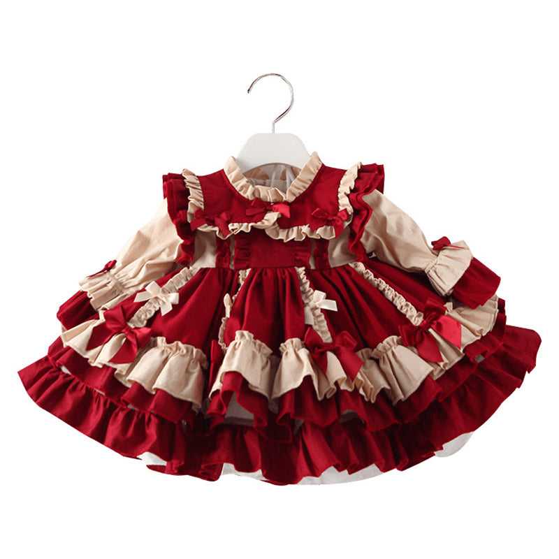 Baby Kid Girls Solid Color Bow Lace Dressy Dresses Princess Dresses Wholesale 211115711