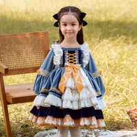 Load image into Gallery viewer, Baby Kid Girls Color-blocking Bow Lace Dressy Dresses Princess Dresses Wholesale 211115742
