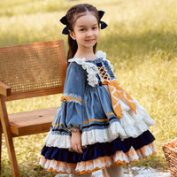 Load image into Gallery viewer, Baby Kid Girls Color-blocking Bow Lace Dressy Dresses Princess Dresses Wholesale 211115742
