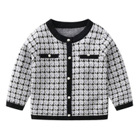 Load image into Gallery viewer, 2 Pieces Set Baby Kid Girls Houndstooth Knitwear Cardigan And Skirts Wholesale 21111601
