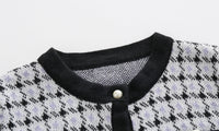 Load image into Gallery viewer, 2 Pieces Set Baby Kid Girls Houndstooth Knitwear Cardigan And Skirts Wholesale 21111601
