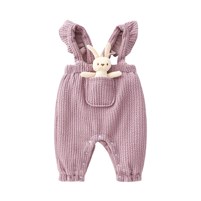 Baby Girls Solid Color Animals Muslin&Ribbed Jumpsuits Wholesale 21111617