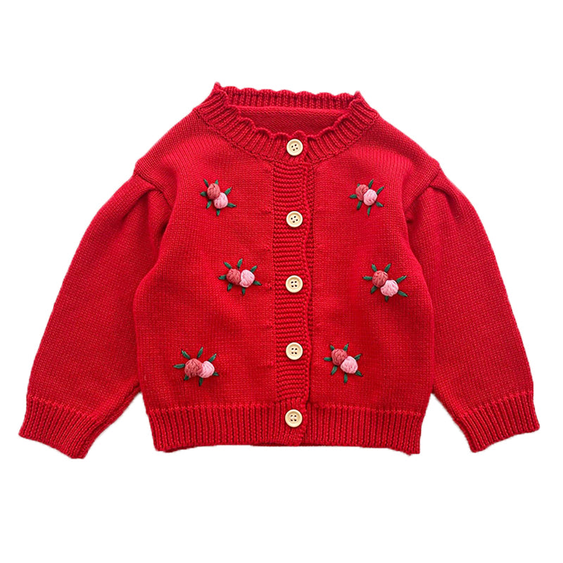 Baby Girls Crochet Embroidered Knitwear Cardigan Wholesale 211116182