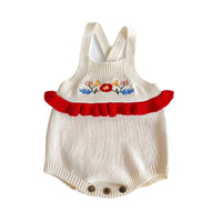 Load image into Gallery viewer, Baby Girls Solid Color Flower Embroidered Rompers Sweaters Knitwear Wholesale 211116198
