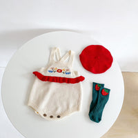 Load image into Gallery viewer, Baby Girls Solid Color Flower Embroidered Rompers Sweaters Knitwear Wholesale 211116198
