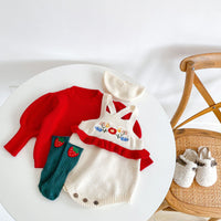 Load image into Gallery viewer, Baby Girls Solid Color Flower Embroidered Rompers Sweaters Knitwear Wholesale 211116198
