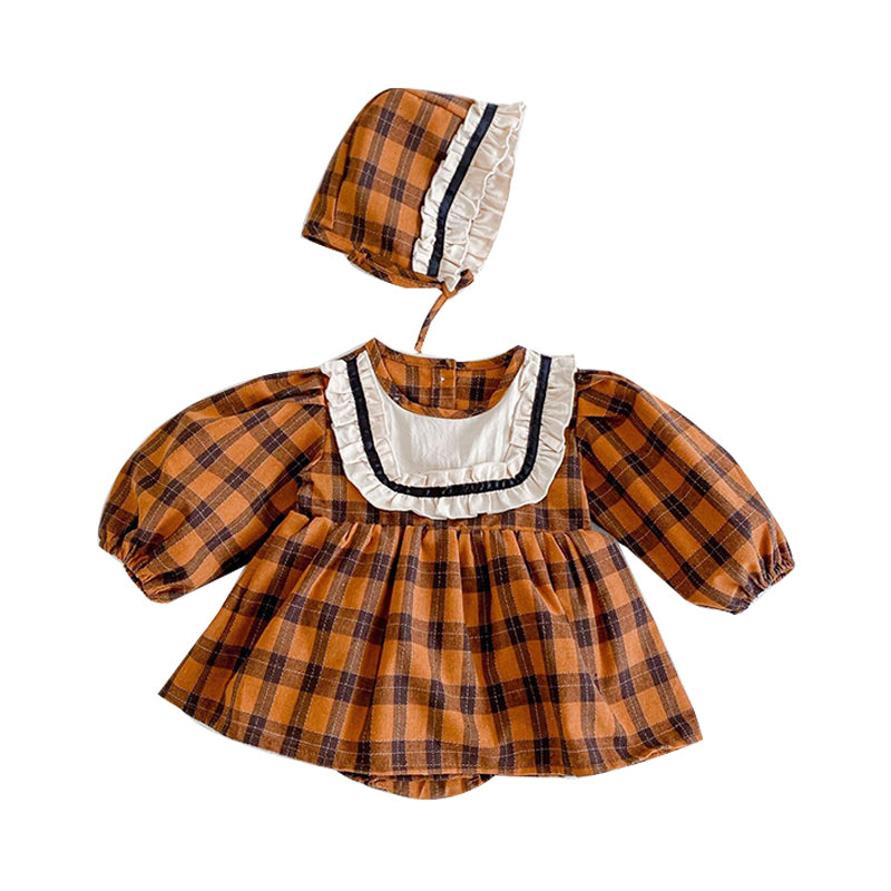 Baby Girls Checked Dresses Wholesale 211116227