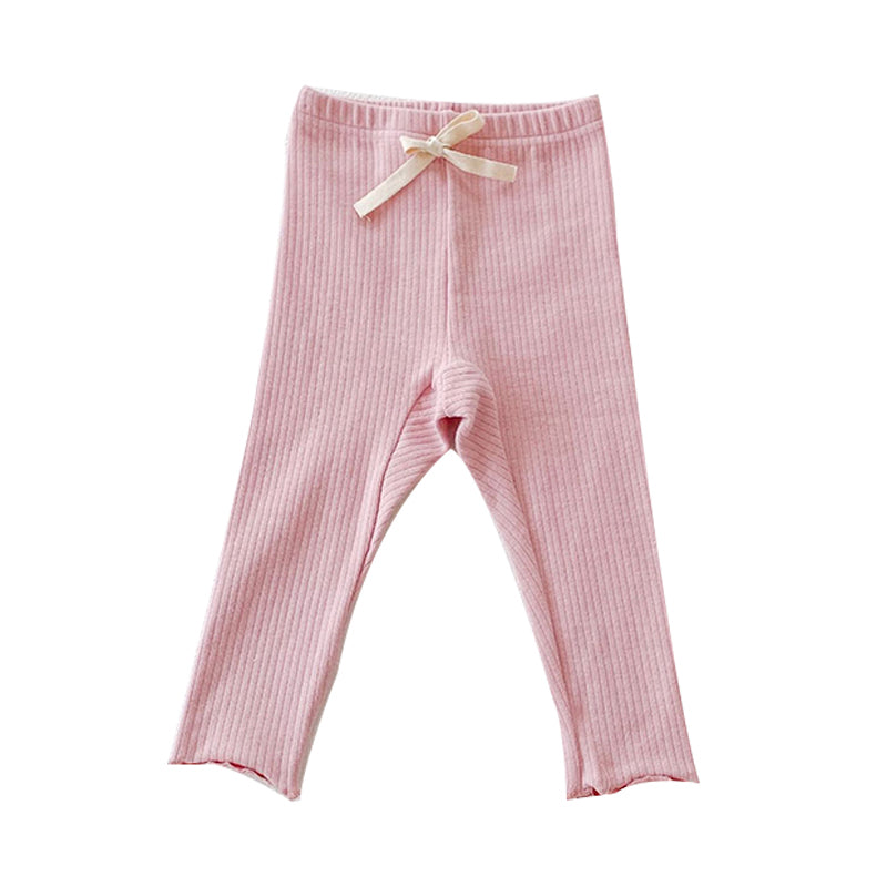 Baby Girls Solid Color Muslin&Ribbed Pants Leggings Wholesale 211116240