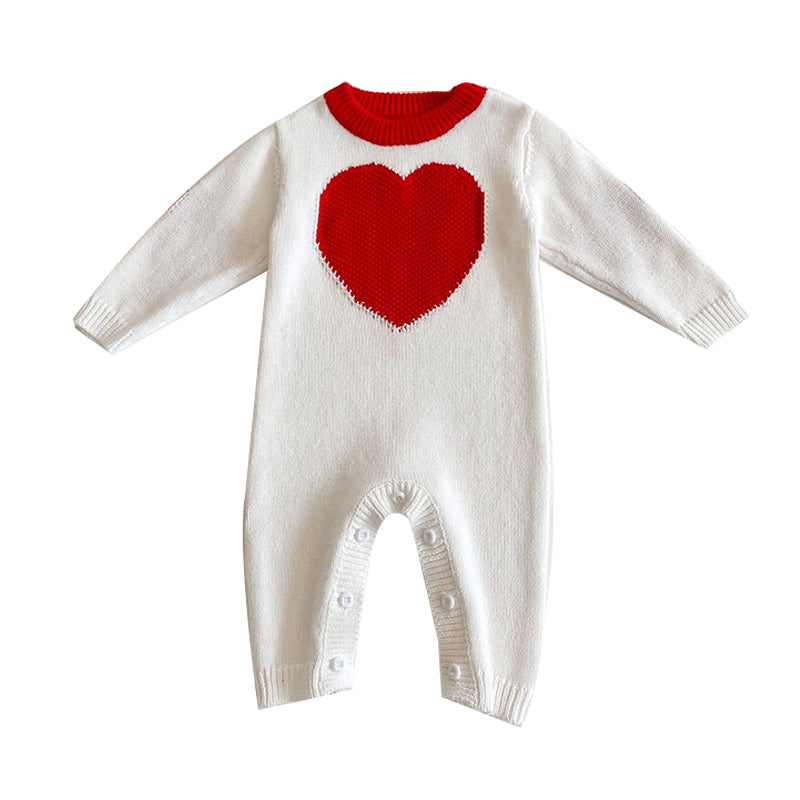 Baby Girls Boys Love heart Crochet Valentine's Day Jumpsuits Wholesale 211116245