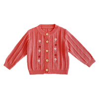 Load image into Gallery viewer, Baby Girls Flower Embroidered Cardigan And Rompers Knitwear Wholesale 211116247
