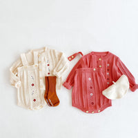 Load image into Gallery viewer, Baby Girls Flower Embroidered Cardigan And Rompers Knitwear Wholesale 211116247
