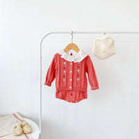 Load image into Gallery viewer, Baby Girls Flower Embroidered Cardigan And Rompers Knitwear Wholesale 211116247
