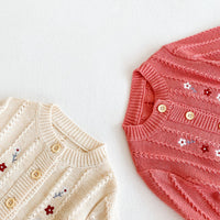 Load image into Gallery viewer, Baby Girls Flower Embroidered Cardigan And Rompers Knitwear Wholesale 211116247
