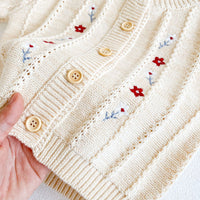 Load image into Gallery viewer, Baby Girls Flower Embroidered Cardigan And Rompers Knitwear Wholesale 211116247
