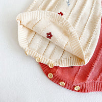 Load image into Gallery viewer, Baby Girls Flower Embroidered Cardigan And Rompers Knitwear Wholesale 211116247
