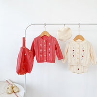 Load image into Gallery viewer, Baby Girls Flower Embroidered Cardigan And Rompers Knitwear Wholesale 211116247
