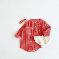 Load image into Gallery viewer, Baby Girls Flower Embroidered Cardigan And Rompers Knitwear Wholesale 211116247
