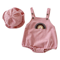 Load image into Gallery viewer, Baby Girls Boys Rainbow Muslin&amp;Ribbed Rompers And Hats Wholesale 211116248

