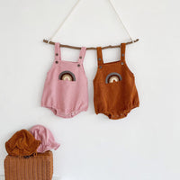 Load image into Gallery viewer, Baby Girls Boys Rainbow Muslin&amp;Ribbed Rompers And Hats Wholesale 211116248
