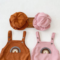 Load image into Gallery viewer, Baby Girls Boys Rainbow Muslin&amp;Ribbed Rompers And Hats Wholesale 211116248
