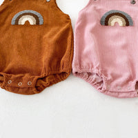 Load image into Gallery viewer, Baby Girls Boys Rainbow Muslin&amp;Ribbed Rompers And Hats Wholesale 211116248

