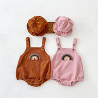 Load image into Gallery viewer, Baby Girls Boys Rainbow Muslin&amp;Ribbed Rompers And Hats Wholesale 211116248
