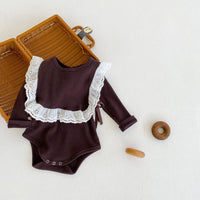 Load image into Gallery viewer, 2 Pieces Set Baby Girls Solid Color Muslin&amp;Ribbed Vests Waistcoats And Lace Rompers Wholesale 211116249
