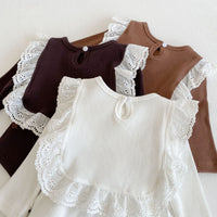 Load image into Gallery viewer, 2 Pieces Set Baby Girls Solid Color Muslin&amp;Ribbed Vests Waistcoats And Lace Rompers Wholesale 211116249
