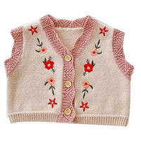 Load image into Gallery viewer, Baby Girls Flower Embroidered Vests Waistcoats Knitwear Cardigan Wholesale 211116252
