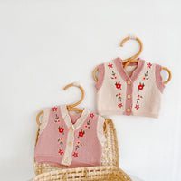 Load image into Gallery viewer, Baby Girls Flower Embroidered Vests Waistcoats Knitwear Cardigan Wholesale 211116252
