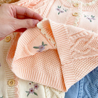 Load image into Gallery viewer, Baby Girls Flower Crochet Embroidered Knitwear Cardigan Wholesale 211116254

