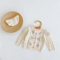 Load image into Gallery viewer, Baby Girls Flower Crochet Embroidered Knitwear Cardigan Wholesale 211116254

