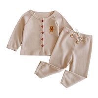 Load image into Gallery viewer, 2 Pieces Set Baby Girls Boys Animals Embroidered Tops And Solid Color Pants Wholesale 211116256
