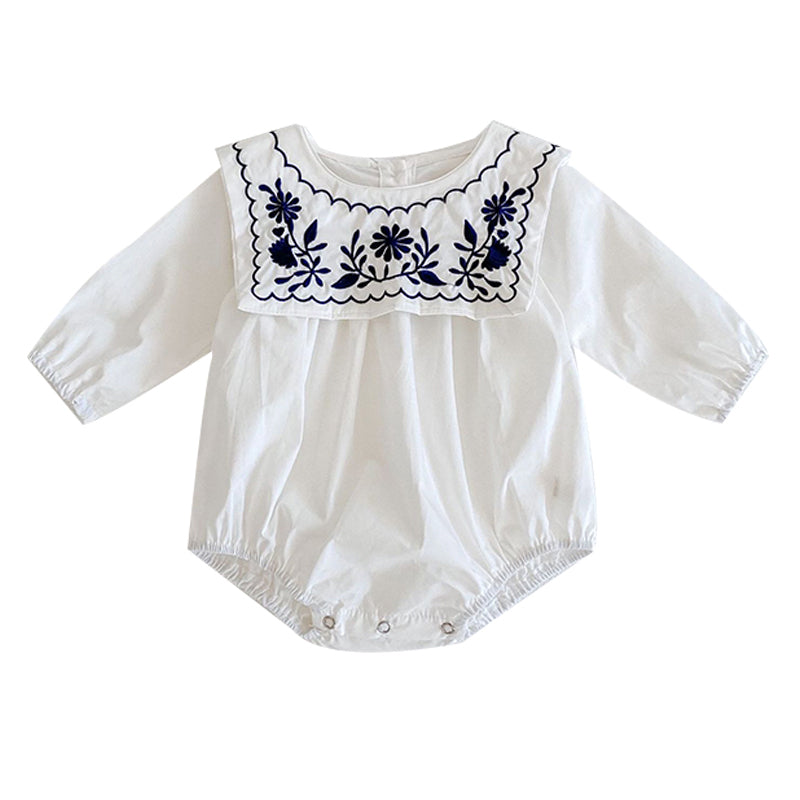 Baby Girls Flower Embroidered Rompers Wholesale 211116259