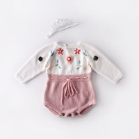 Load image into Gallery viewer, Baby Girls Crochet Embroidered Rompers Wholesale 211116282

