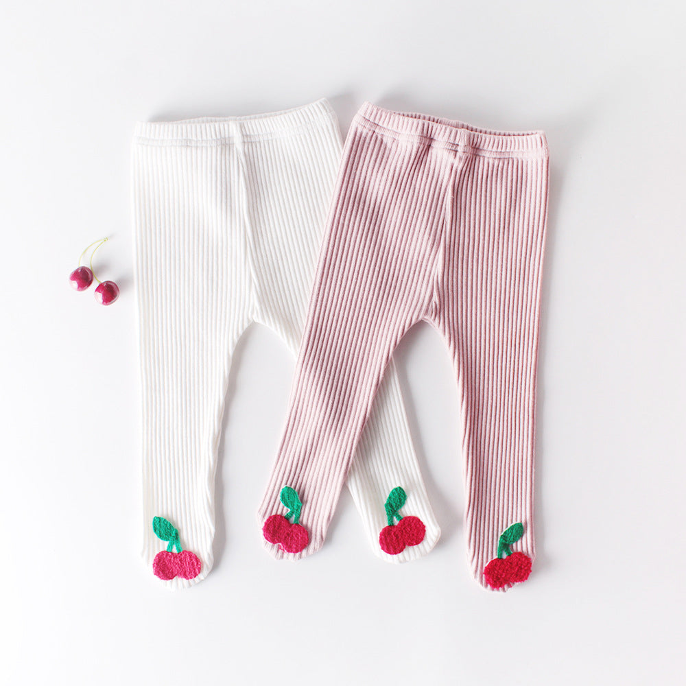 Baby Girls Fruit Muslin&Ribbed Leggings Wholesale 211116294