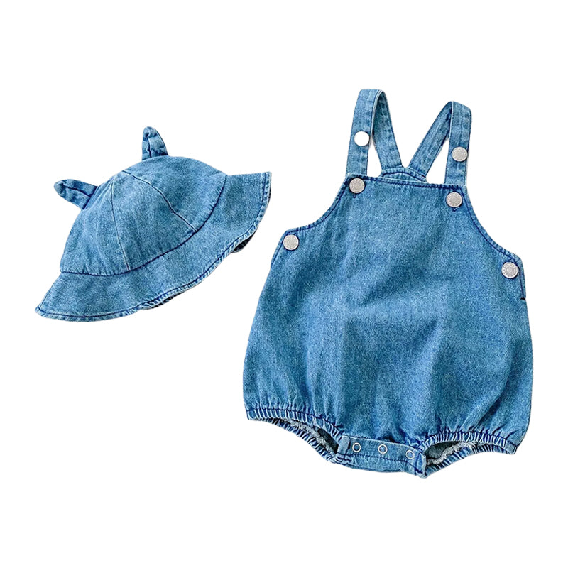 2 Pieces Set Baby Unisex Solid Color Rompers And Hats Wholesale 211116300