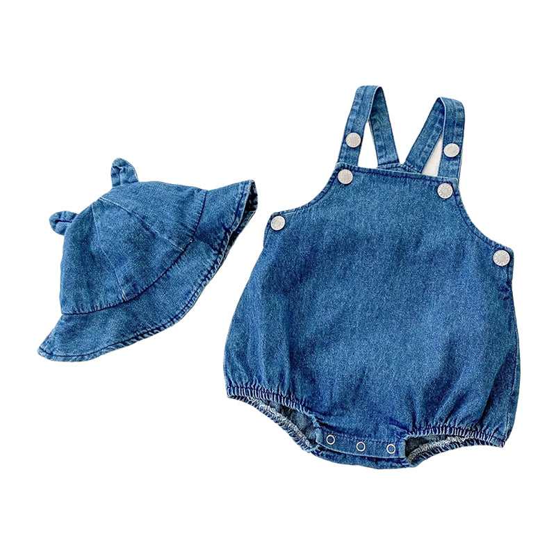 2 Pieces Set Baby Unisex Solid Color Rompers And Hats Wholesale 211116300