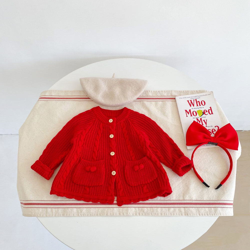 Baby Kid Girls Solid Color Crochet Cardigan Wholesale 211116326