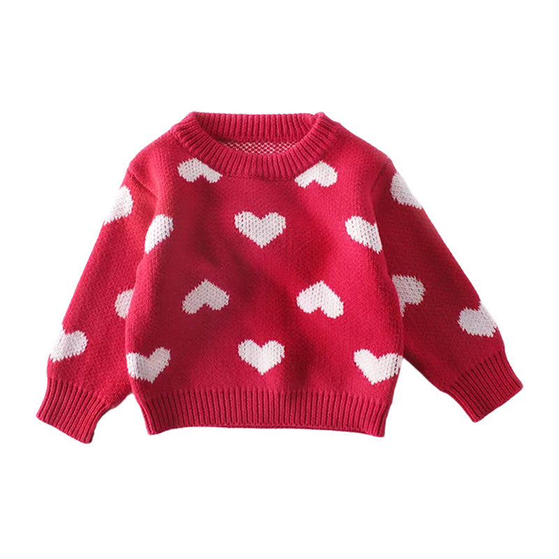 Baby Girls Love heart Crochet Valentine's Day Sweaters Wholesale 211116336