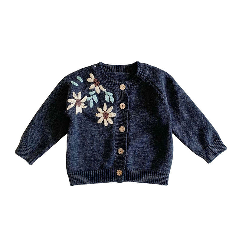 Baby Kid Girls Flower Crochet Embroidered Cardigan Wholesale 211116345