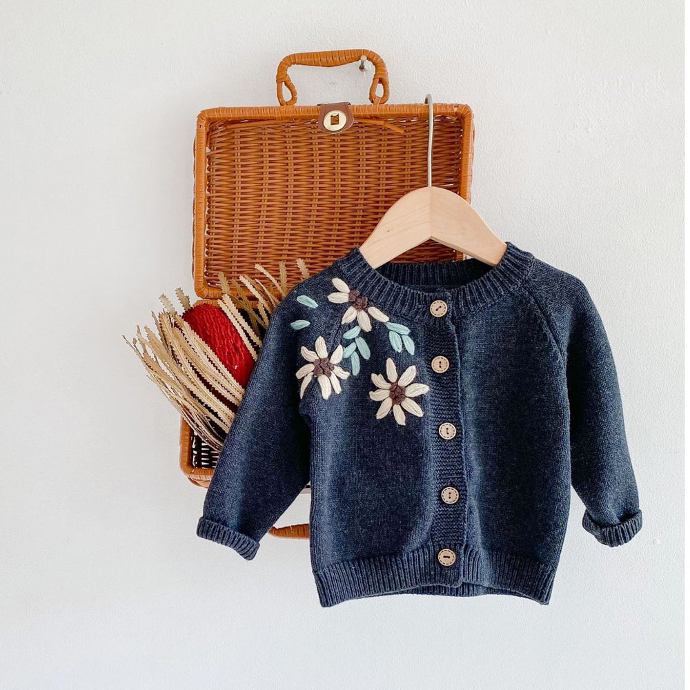 Baby Kid Girls Flower Crochet Embroidered Cardigan Wholesale 211116345
