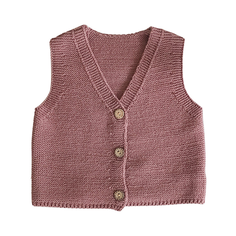 Baby Girls Solid Color Crochet Vests Waistcoats Knitwear Wholesale 211116353