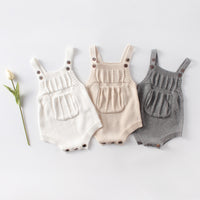 Load image into Gallery viewer, Baby Girls Solid Color Crochet Rompers Wholesale 211116366
